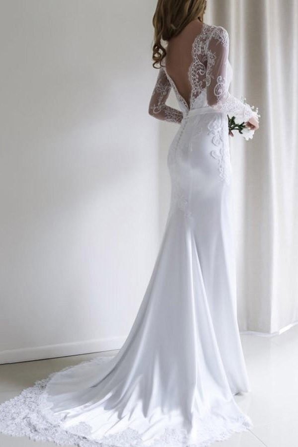 Lace Wedding Dress Sheath/Column Bateau Court Train